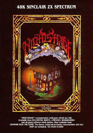 Nightshade d'Ultimate Play The Game (1985) pour Sinclair ZX Spectrum (cassette) Nightshade d'Ultimate Play The Game (1985) pour Sinclair ZX Spectrum (cassette)